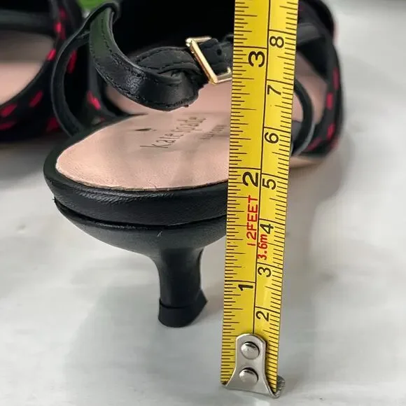 Kate Spade Daxton Heart Kitten Heel Slingback Black/Red Women 7.5M NWB Valentine - Picture 8 of 11